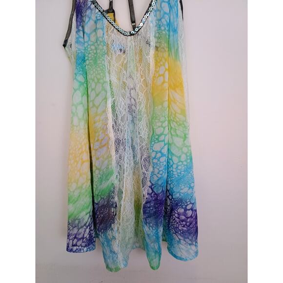 Free People Camisole Womens Medium Multicolor Rainbow Ballet Sheer Mermaidcore - Picture 4 of 8